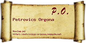 Petrovics Orgona névjegykártya